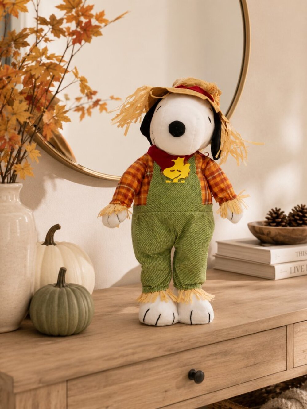 Snoopy Fall Decor, snoopy scarecrow, Peanuts standing snoopy